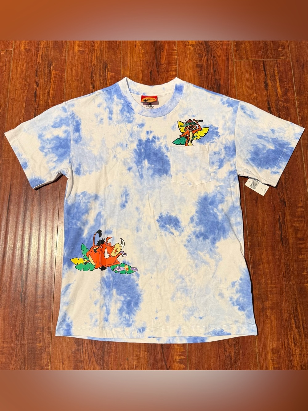 Disney Lion King Tie Dye T-Shirt Sz Small Men’s Timon Pumbaa Blu/Wht Read Info!